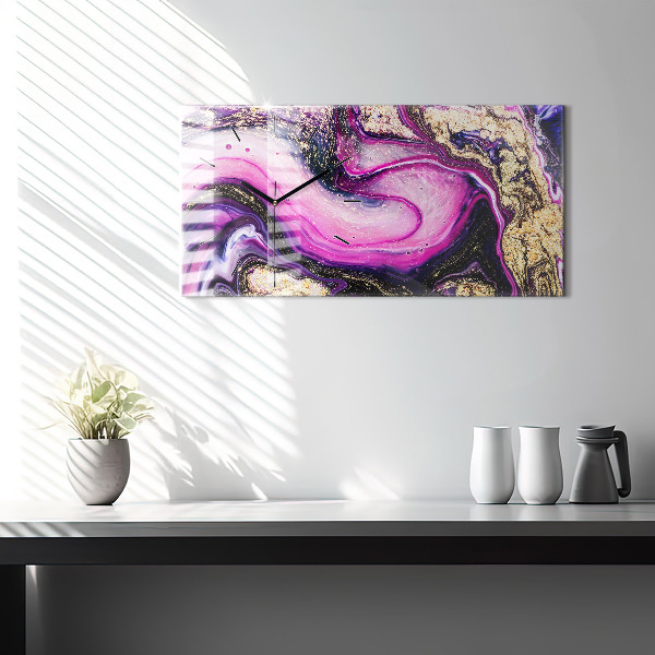 Ceas orizontale de perete din sticlă Marmură abstractă