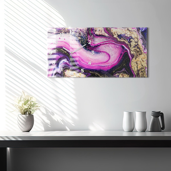 Ceas orizontale de perete din sticlă Marmură abstractă