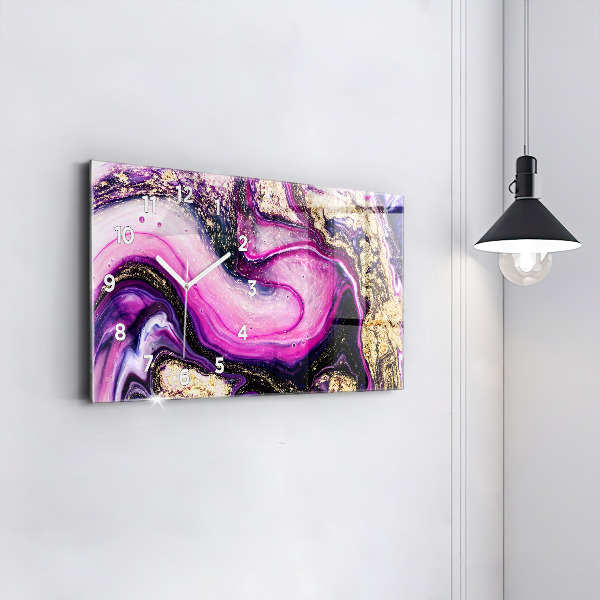 Ceas orizontale de perete din sticlă Marmură abstractă