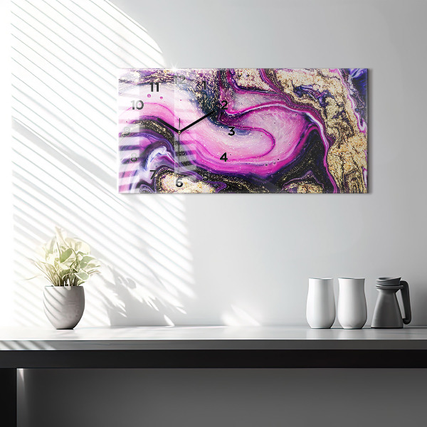 Ceas orizontale de perete din sticlă Marmură abstractă