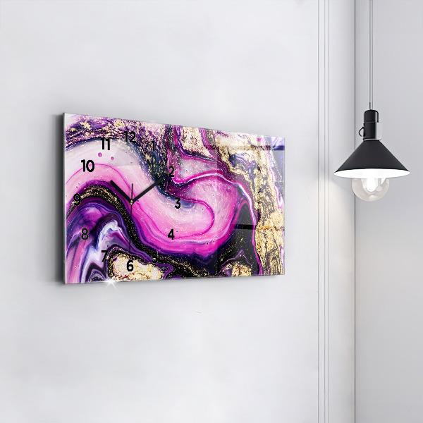 Ceas orizontale de perete din sticlă Marmură abstractă