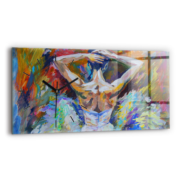 Ceas orizontale de perete din sticlă Balerina pictată