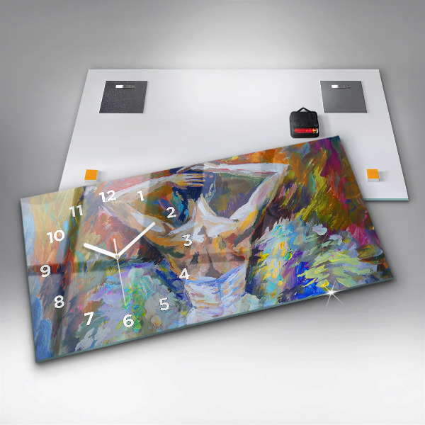 Ceas orizontale de perete din sticlă Balerina pictată