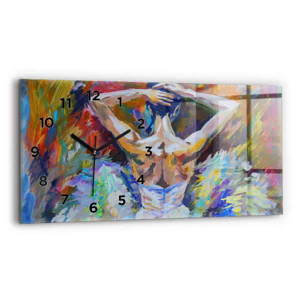 Ceas orizontale de perete din sticlă Balerina pictată