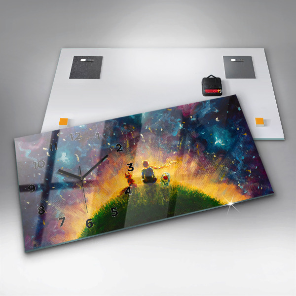 Ceas orizontale de perete din sticlă Rezumat Micul Prinț