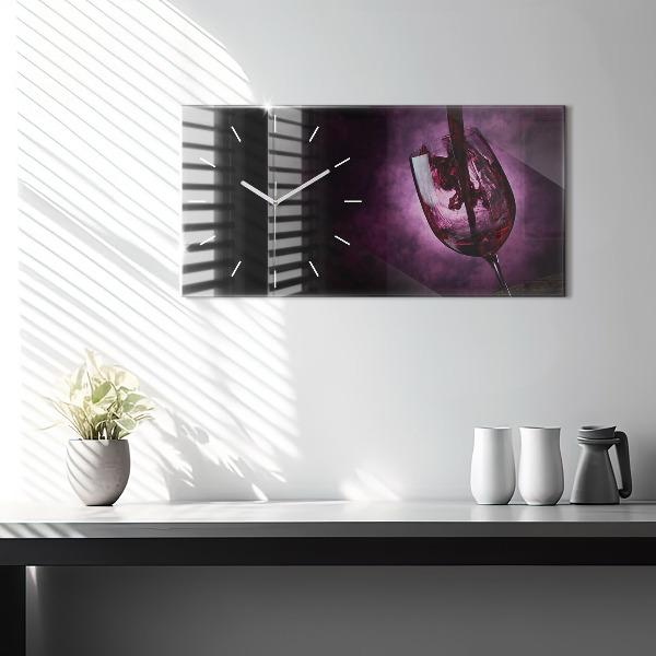 Ceas orizontale de perete din sticlă pahar de vin