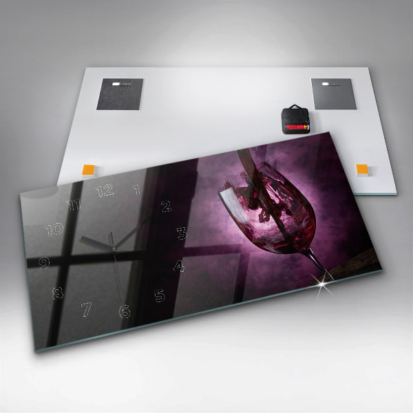 Ceas orizontale de perete din sticlă pahar de vin