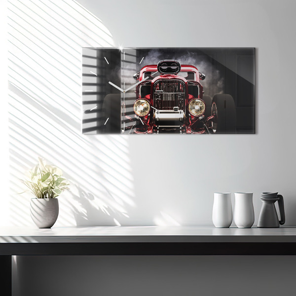 Ceas orizontale de perete din sticlă Veche mașină de epocă