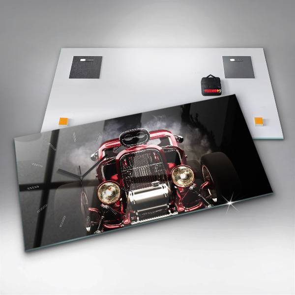 Ceas orizontale de perete din sticlă Veche mașină de epocă