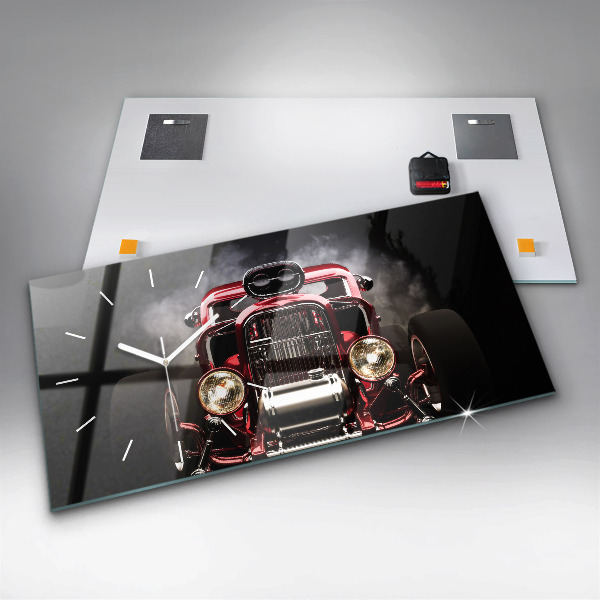 Ceas orizontale de perete din sticlă Veche mașină de epocă