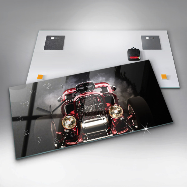 Ceas orizontale de perete din sticlă Veche mașină de epocă