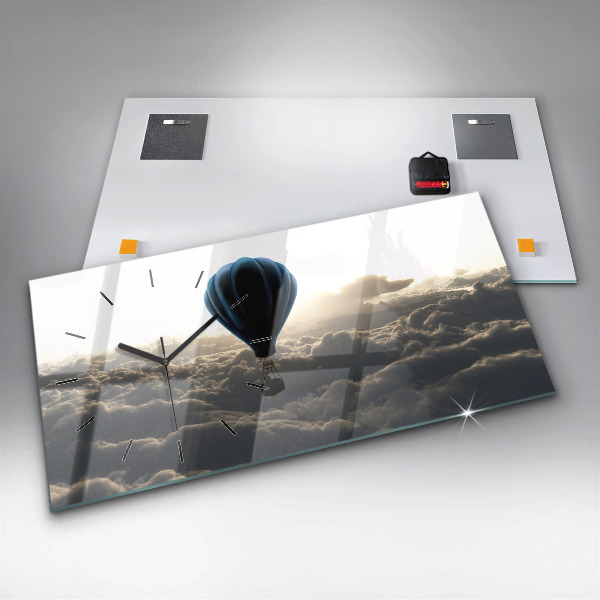 Ceas orizontale de perete din sticlă Balon pe cer