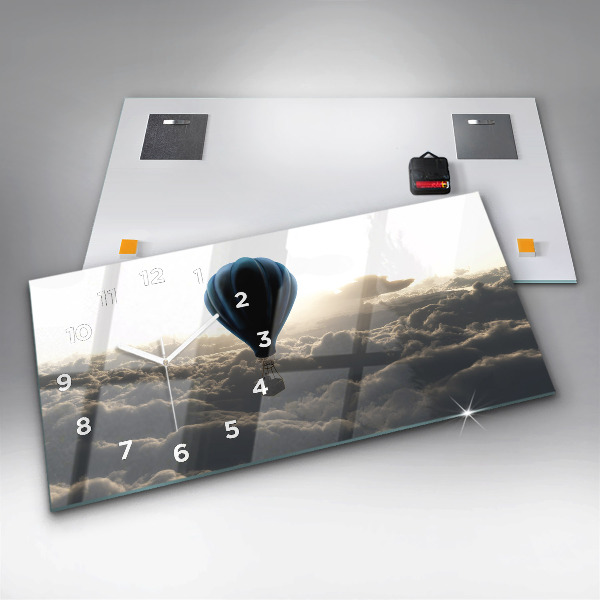 Ceas orizontale de perete din sticlă Balon pe cer