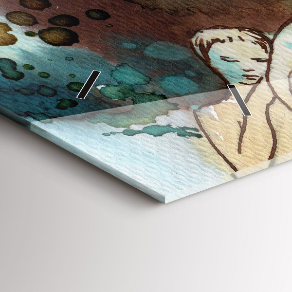 Ceas orizontale de perete din sticlă Femeie abstractă