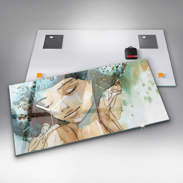 Ceas orizontale de perete din sticlă Femeie abstractă
