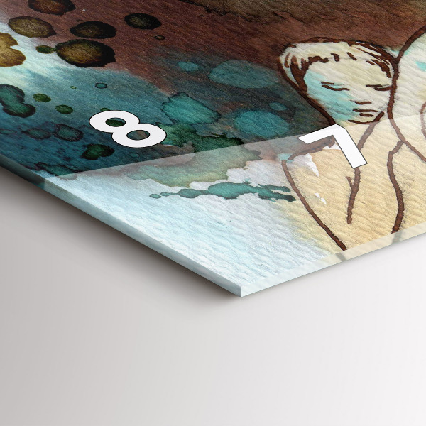 Ceas orizontale de perete din sticlă Femeie abstractă