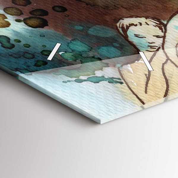 Ceas orizontale de perete din sticlă Femeie abstractă