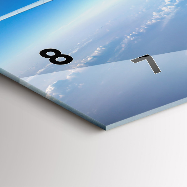 Ceas orizontale de perete din sticlă Cloud Plane