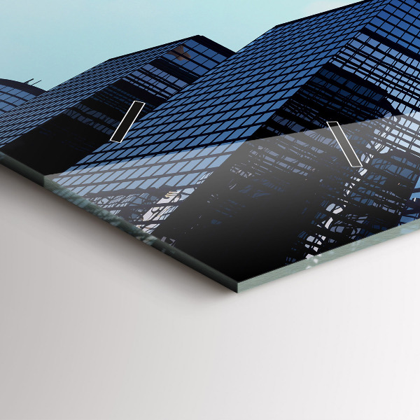 Ceas orizontale de perete din sticlă Avionul deasupra clădirilor