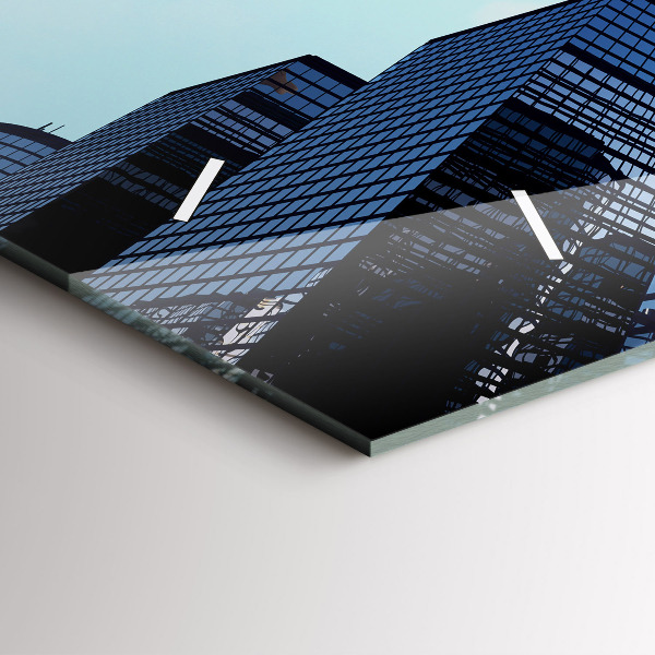 Ceas orizontale de perete din sticlă Avionul deasupra clădirilor