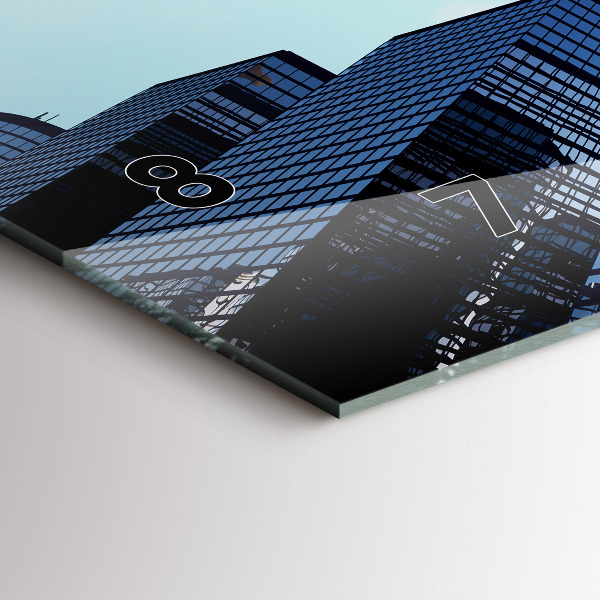 Ceas orizontale de perete din sticlă Avionul deasupra clădirilor