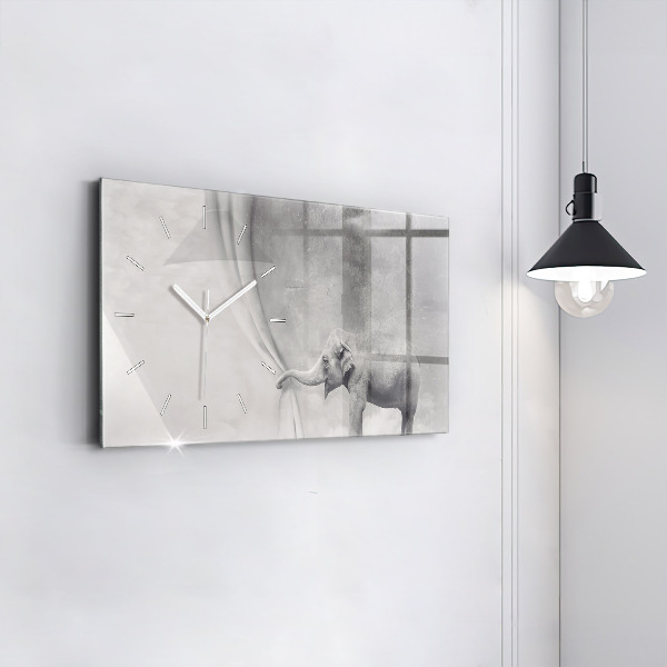 Ceas orizontale de perete din sticlă Elefant