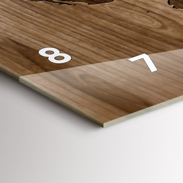 Ceas orizontale de perete din sticlă Harta lumii pe lemn