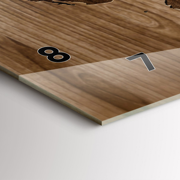 Ceas orizontale de perete din sticlă Harta lumii pe lemn