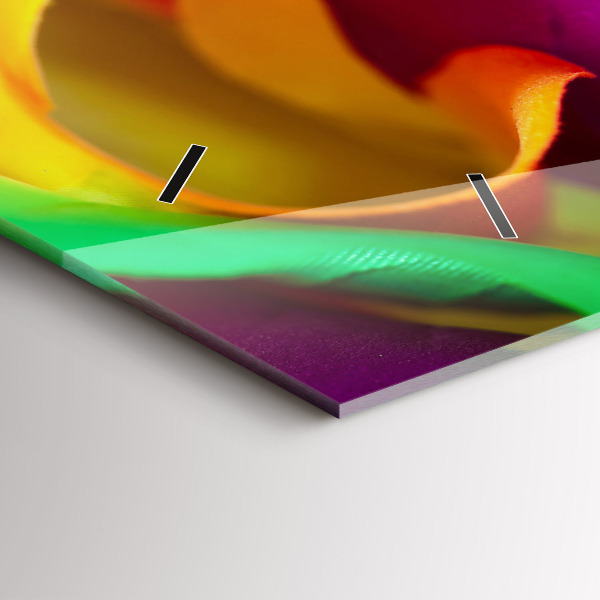 Ceas orizontale de perete din sticlă Trandafir curcubeu