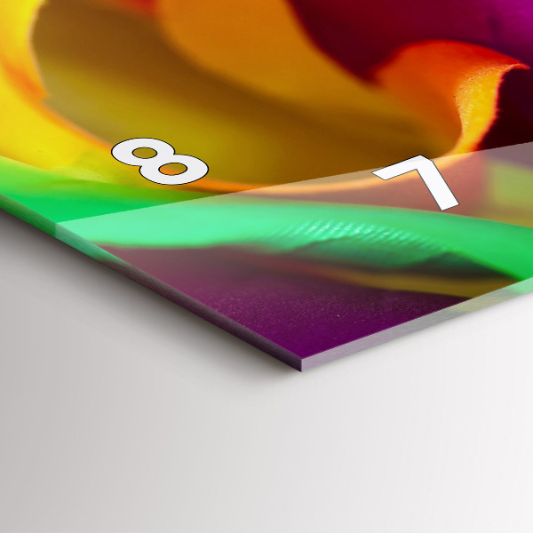 Ceas orizontale de perete din sticlă Trandafir curcubeu