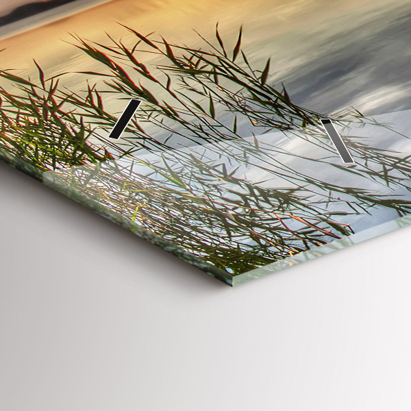 Ceas orizontale de perete din sticlă Lacul Apus de soare