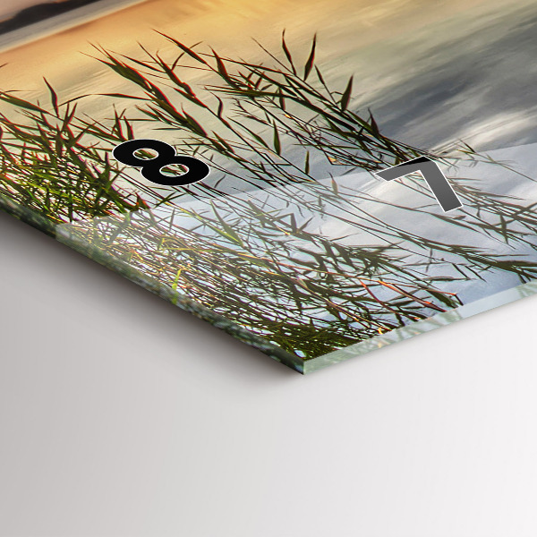 Ceas orizontale de perete din sticlă Lacul Apus de soare