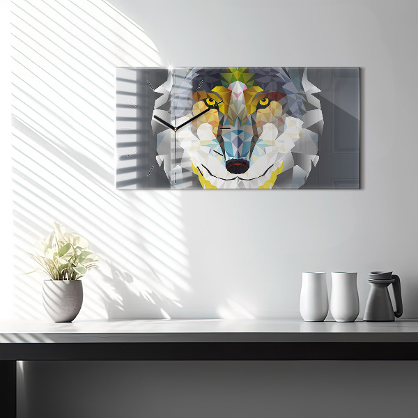 Ceas orizontale de perete din sticlă Cap de lup