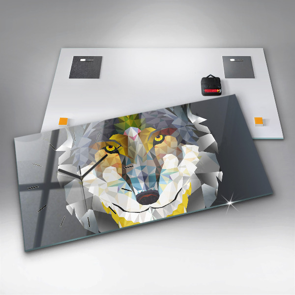 Ceas orizontale de perete din sticlă Cap de lup