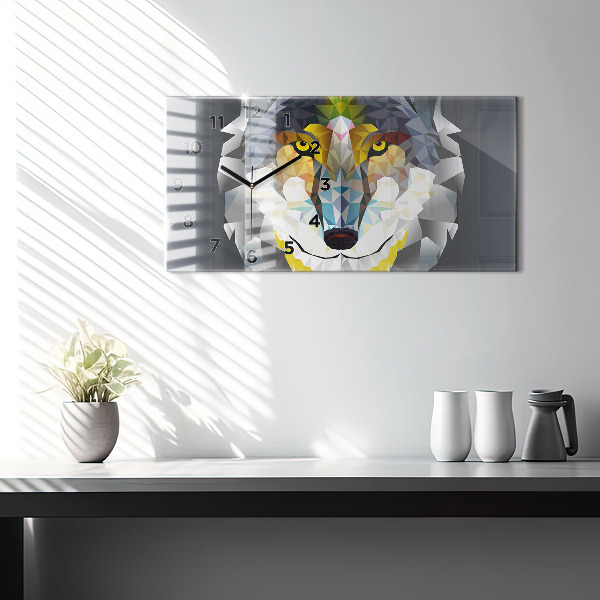 Ceas orizontale de perete din sticlă Cap de lup