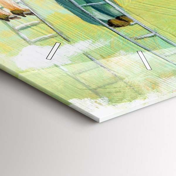 Ceas orizontale de perete din sticlă Oameni pe scară