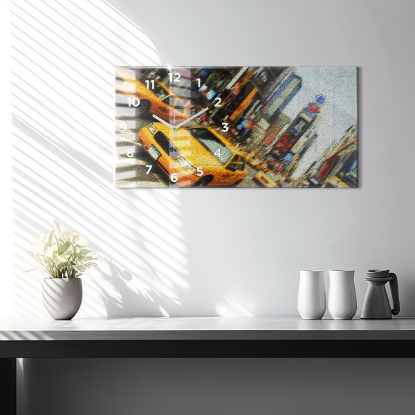 Ceas orizontale de perete din sticlă Taxiuri din New York