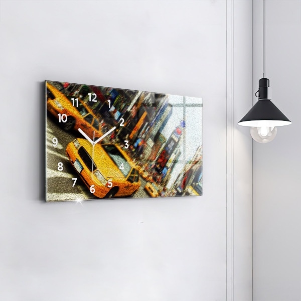 Ceas orizontale de perete din sticlă Taxiuri din New York