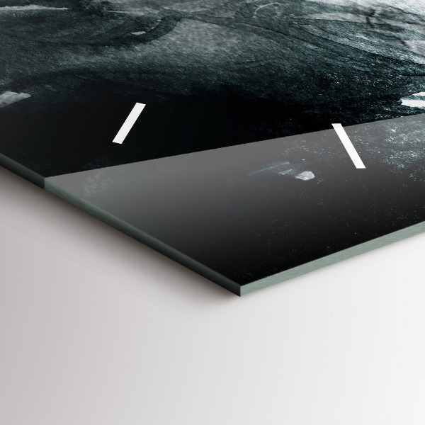 Ceas orizontale de perete din sticlă Portret de femeie cu buze roșii