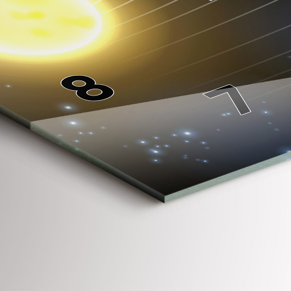 Ceas orizontale de perete din sticlă Sistemul Solar