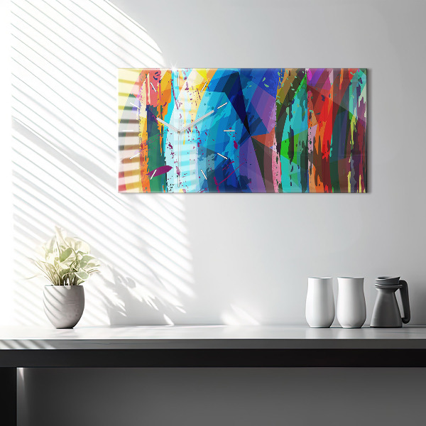 Ceas orizontale de perete din sticlă Fundal abstract
