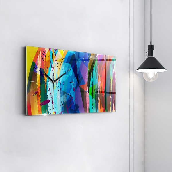 Ceas orizontale de perete din sticlă Fundal abstract
