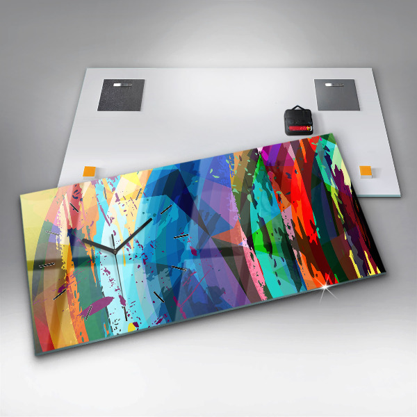 Ceas orizontale de perete din sticlă Fundal abstract