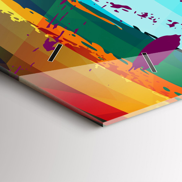 Ceas orizontale de perete din sticlă Fundal abstract