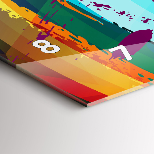 Ceas orizontale de perete din sticlă Fundal abstract