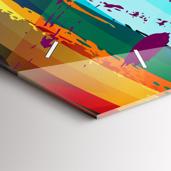 Ceas orizontale de perete din sticlă Fundal abstract