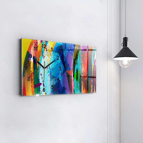 Ceas orizontale de perete din sticlă Fundal abstract
