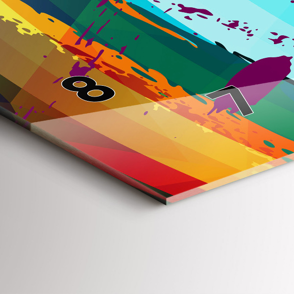 Ceas orizontale de perete din sticlă Fundal abstract