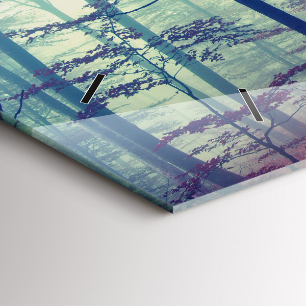 Ceas orizontale de perete din sticlă Drum de toamnă pădure ceață