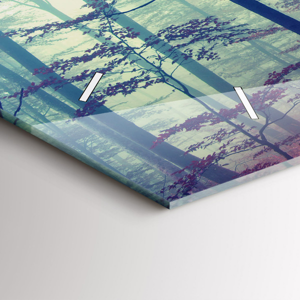 Ceas orizontale de perete din sticlă Drum de toamnă pădure ceață